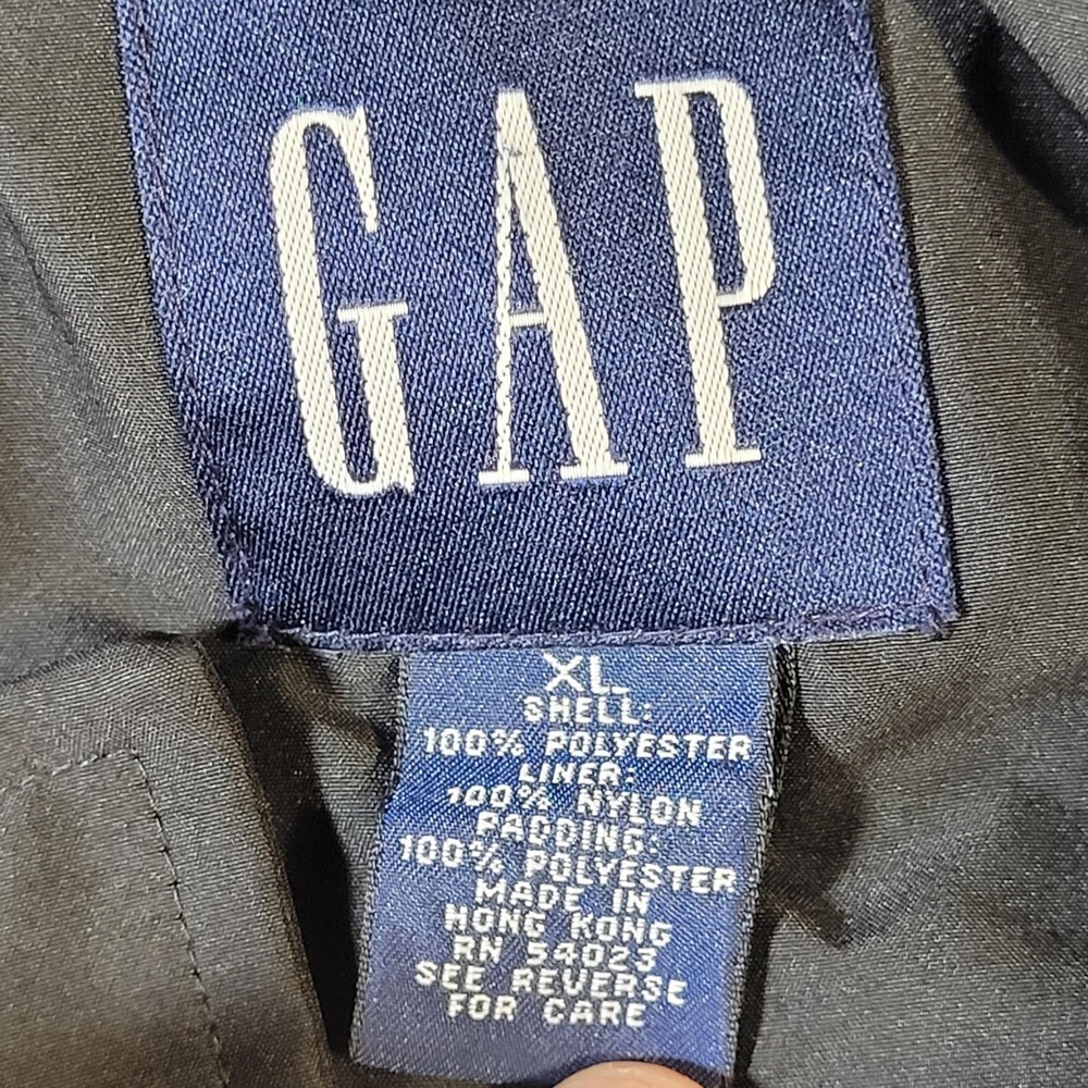 Vintage Gap Coat Mens XL Gray Insulated Button Front Raincoat Lined Trench - Picture 8 of 16